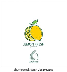 concept with fresh lemon fruit symbol. Can be used for product logos made from lemons, or lemon juice drinks, etc