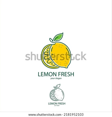 concept with fresh lemon fruit symbol. Can be used for product logos made from lemons, or lemon juice drinks, etc