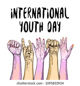 The concept of friendship day, International Youth Day, IYD celebration on 12 August. Vector.