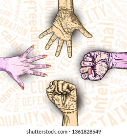 The concept of friendship day, International Youth Day, IYD celebration on 12 August. Vector.