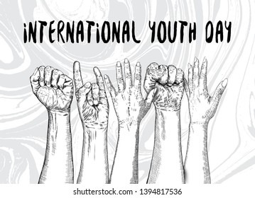 The concept of friendship day, International Youth Day, IYD celebration on 12 August. Vector.