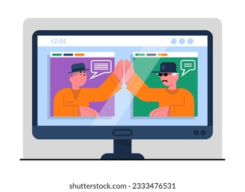 Concept of friendship meetings. Colleagues meet and talk about work stuff. Modern online and live communication. Friendship and relationships concept. Flat vector illustration in cartoon style