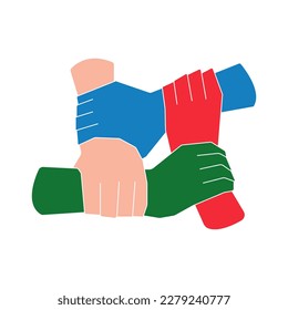 Concept of friendship, peace and trust. Holding hands. Reconciliation concept. Vector