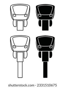 Concept of front view Monorail sky train logo icon drawing in black and white vector