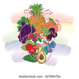 Concept of fruit helpful for healthy heart