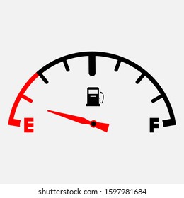 The concept of a fuel indicator, gas meter. Fuel sensor. Car dashboard. Vector illustration on white background. Gas gauage icon 
