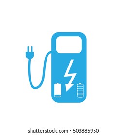 Concept Fuel Station for Electric cars on batteries. Vector Illustration. EPS10