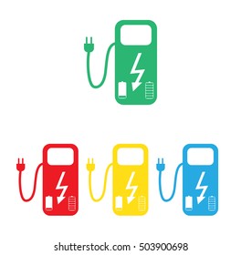 Concept Fuel Station for Electric cars on batteries. Vector Illustration. EPS10