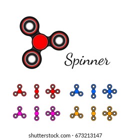 concept of funny trick for child and toy like every day carry for anti stress. set of realistic spinners isolated on white background