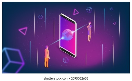 Concept of Future digital technology metaverse, colorful background. Vector illustration eps10