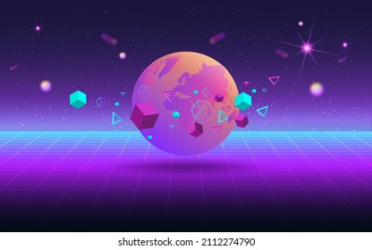 Concept of Future digital technology metaverse, colorful background. Vector illustration eps10