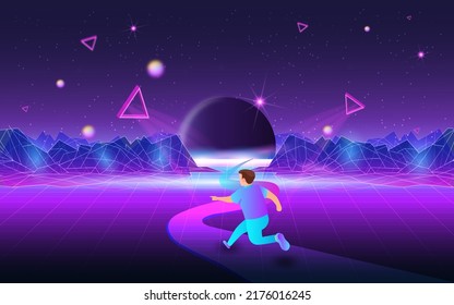 Concept of Future digital technology metaverse, colorful background. Vector illustration eps10