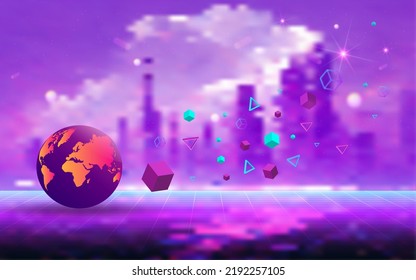 Concept of Future digital technology metaverse, colorful background. Vector illustration eps10