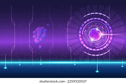 Concepto de metaverso de la tecnología digital Futura, realidad aumentada y tecnología blockchain, fondo colorido. Ilustración vectorial eps10