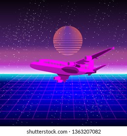 The concept of a futuristic passenger aircraft flying in the stratosphere, vector illustration