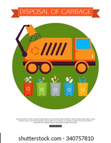 Concept of garbage disposal. Vector illustration