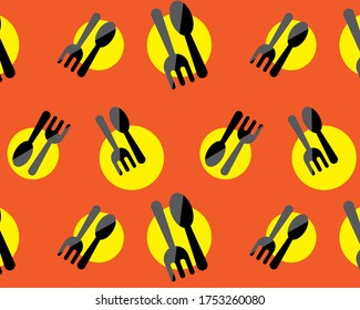 concept of garbu and spoon food patterns. Print texture. Fabric design. Vector illustration.