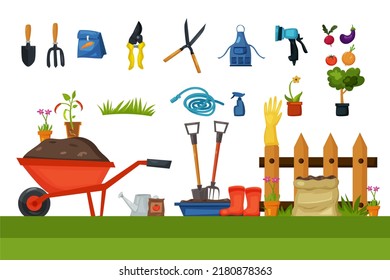 concept of gardening garden tools banner equipment	
