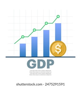 concept of GDP or gross domestic product. Gross Domestic Product acronym. growth, cash and world charts. Business vector icon. level of gross domestic product, global economy, national budget.