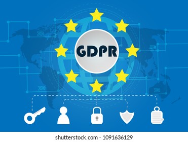 Concept GDPR, General Data Protection Regulation. illustration vector