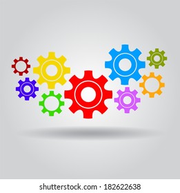 Concept with gears of teamwork, group, community. Vector illustration