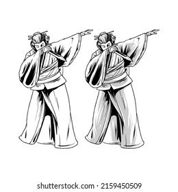 concept Geisha women With dabbing style Premium vector