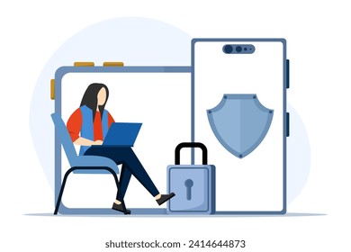 concept General data protection regulation, Control and security of personal information, browser cookie consent, GDPR disclose data collection Flat vector modern illustration. svg