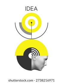 Concept of generating thoughts and ideas. Art composition. Time to think. Geometric background. Artificial intelligence. Cover design template. Vector for brochure, poster, card or presentation.