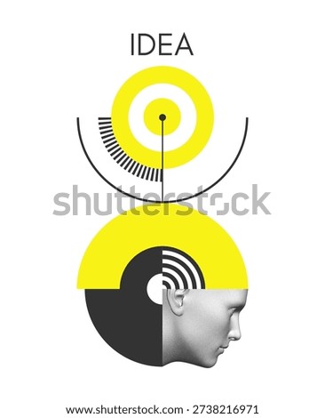 Concept of generating thoughts and ideas. Art composition. Time to think. Geometric background. Artificial intelligence. Cover design template. Vector for brochure, poster, card or presentation.