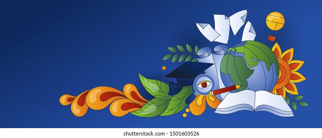Concept geography education collage. Vector illustration.