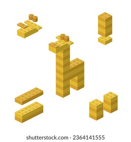 Concept with a giraffe in isometric style for printing and design.Vector illustration.