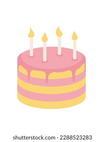 Concept Girl's stuff cake. This illustration is designed in a flat, vector style with a clear concept of girls stuff. The cartoon design features a delicious cake. Vector illustration.