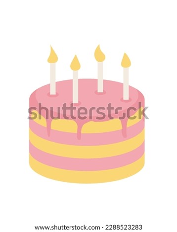 Concept Girl's stuff cake. This illustration is designed in a flat, vector style with a clear concept of girls stuff. The cartoon design features a delicious cake. Vector illustration.