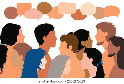 Un concepto para dar opiniones, evaluaciones y retroalimentación. Caricatura vectorial de una persona de negocios multicultural con una burbuja de habla.