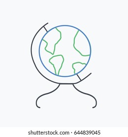 concept Glass Globe on a outline & contour for earth day symbol cartoon. Earth in outline thin line isolated modern
