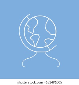 concept Glass Globe on a outline & contour for earth day symbol cartoon. Earth in outline thin line isolated modern isolated icon