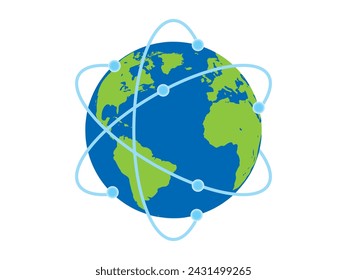 Konzept globaler Konnektivität und Kommunikation durch visuell dynamische Darstellung miteinander verbundener Globen.