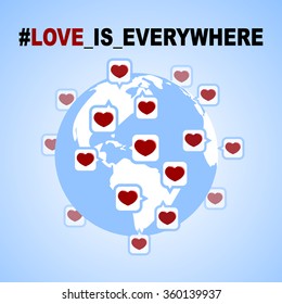 a concept of global map with heart icons