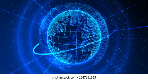 Concept global planet earth point black background. Vector illustration