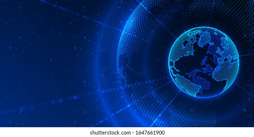 Concept global planet earth point black background. Vector illustration