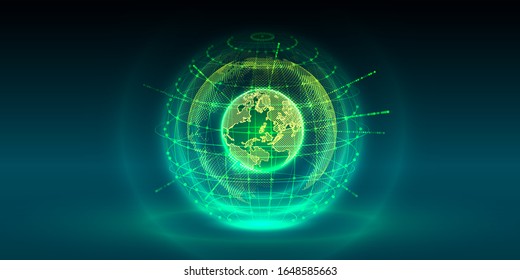 Concept global planet earth point black background. Vector illustration