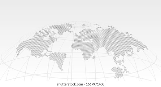 Concept global planet earth point gray background. Vector illustration