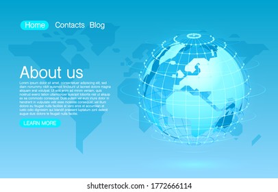 Concept global planet earth point blue background. Vector illustration