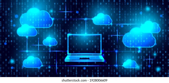 the concept of a global social network on the Internet and information storage in a virtual cloud. vector illustration