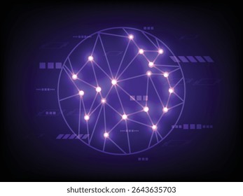 Concept of global technology and communication abstract background, cyberspace network. Modern illustration, futuristic earth, computer for business network, internet, innovation, planet, togeterness.
