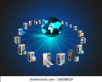 Concept of globalization and connecting various enterprise application systems across the globe, this also can be used to represents SOA, ESB integration, hub and spoke topology