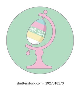 concept globus world isolated. international creative happy easter card vector. funny painted egg flat design icon art. modern striped cute colorful earth globe for traditional spring holiday cartoon