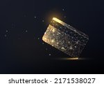 Concept of gold credit card in futuristic glowing low polygonal style on black backgound. 