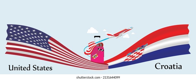 Concept a good tour travel and business of both country. Between United States and Croatia.