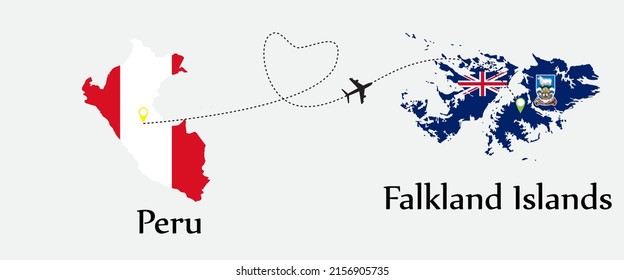 Concept a good tour travel and business of both country. Between Peru and Falkland Islands.